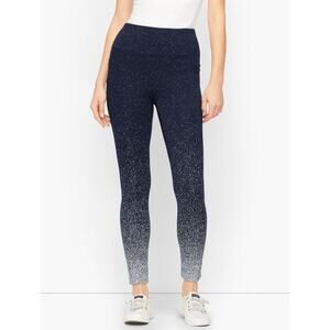 T by Talbots leggings stardust print navy/white M petite‎ athletic athleisure